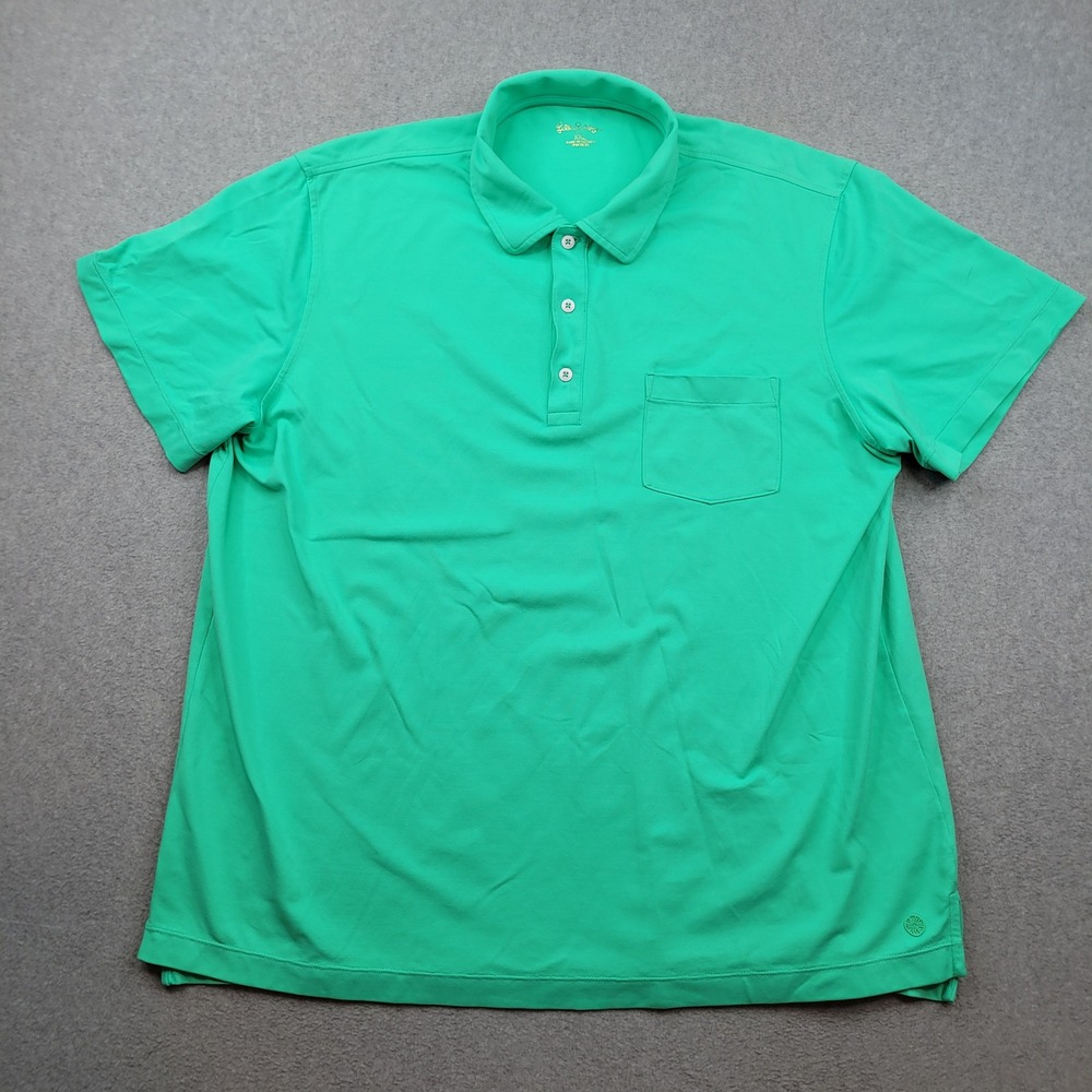 Lilly Pulitzer Polo Shirt Mens XXL Green Meryl Nylon Spandex Short Sleeve Pocket